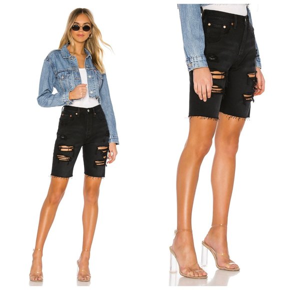 Levi's Pants - NWT Levi's Black Distressed Biker Slouch Short